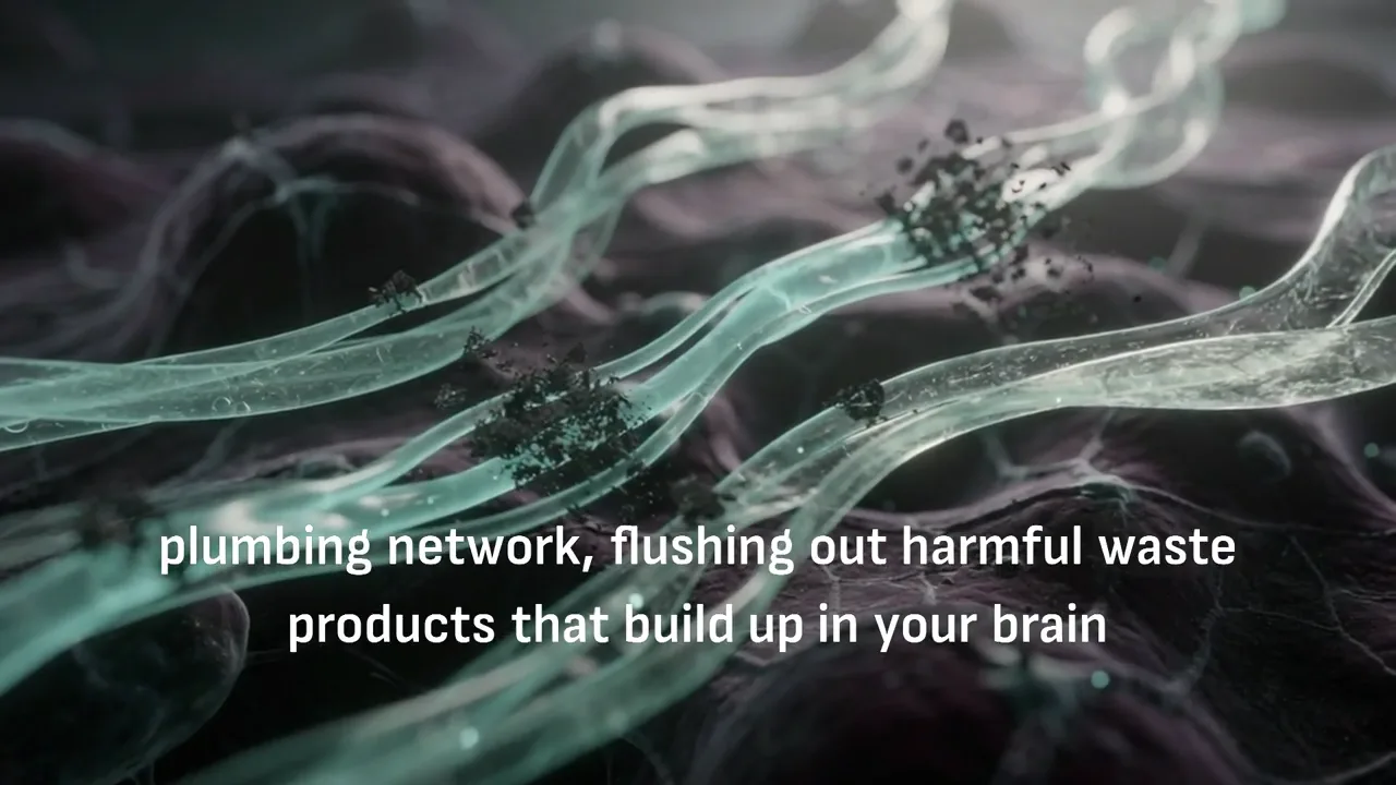 Microscopic view illustrating the brain's glymphatic clearance network